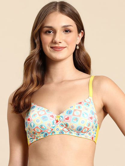 Leading Lady Women's Printed Lightly Padded Non Wired T-Shirt Bra | Full Coverage Everyday Bra [ BRA-4096-1 ]