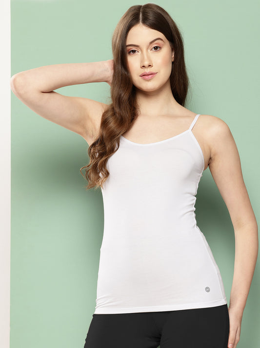 Leading Lady Women’s Solid V-Neck Sleeveless Cotton Camisole Regular Fit Tank Top [ LYC-01]