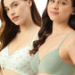 Leading Lady Women's Pack of 2 Solid & Printed T-Shirt Bra with Full Coverage and Non Wire [ BRA-4009-4048-2 ]