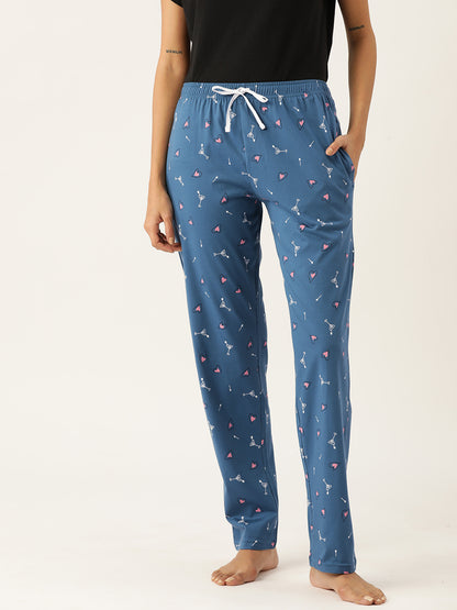 Women's Printed Cotton Blue Lounge Pants | LDLW-2329-1 |