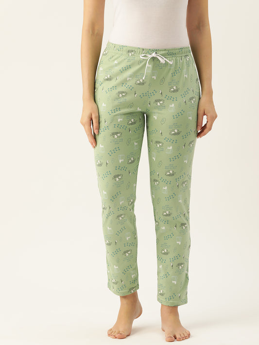 Women's Printed Cotton Sea Green Lounge Pants | LDLW-2336-1 |