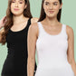 Leading Lady Women’s Solid U Neck Sleeveless Cotton Lace Camisole Regular Fit Tank Top (Pack of 2) [ LYC-02-2 ]