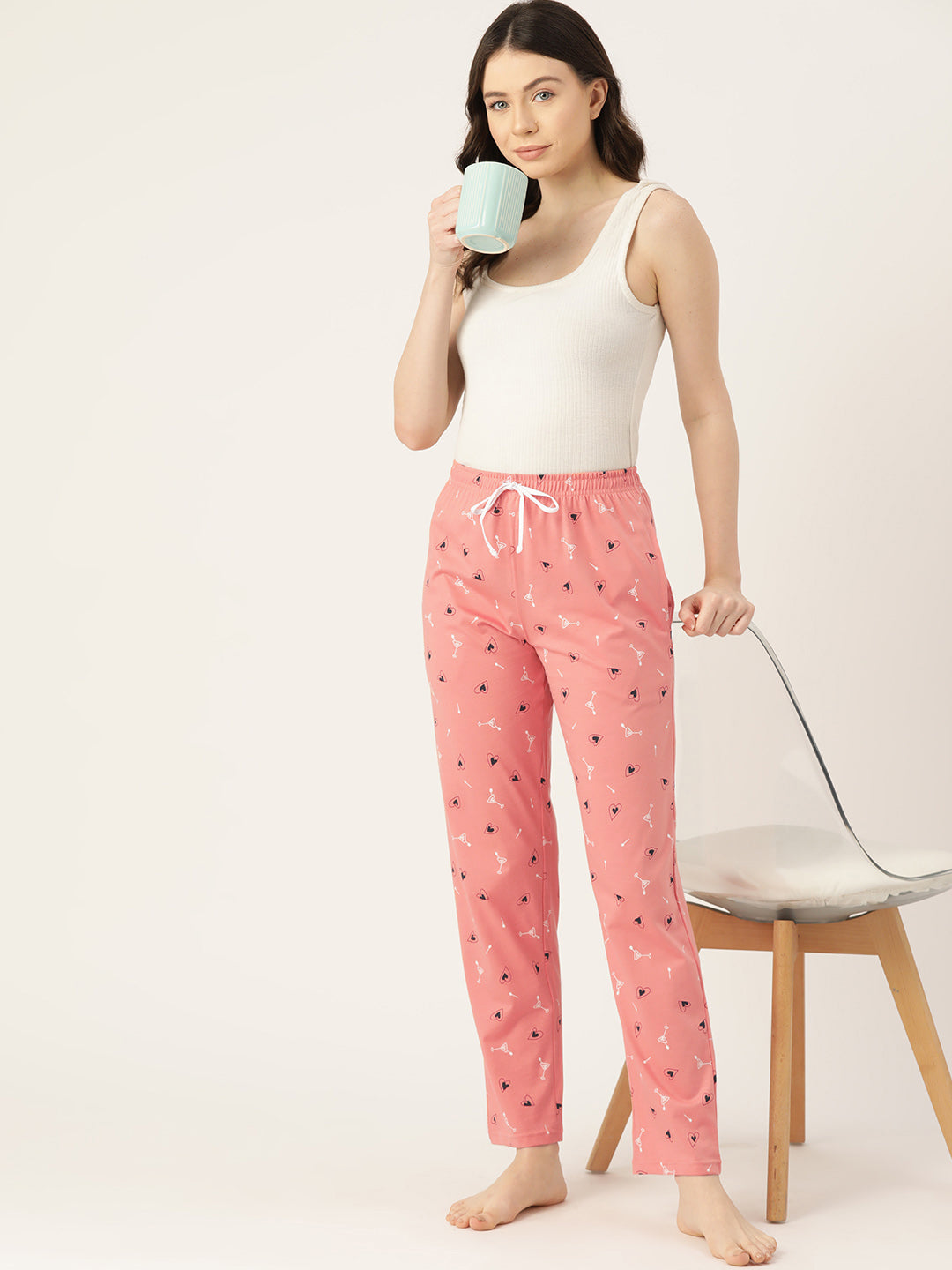 Women's Printed Cotton Peach Lounge Pants | LDLW-2324-1 |