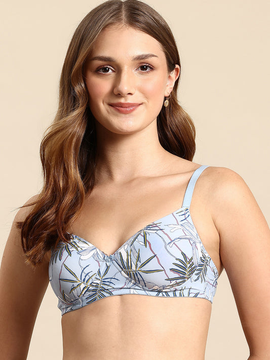 Leading Lady Women's Printed Lightly Padded Non Wired T-Shirt Bra | Full Coverage Everyday Bra [ BRA-4086-1 ]