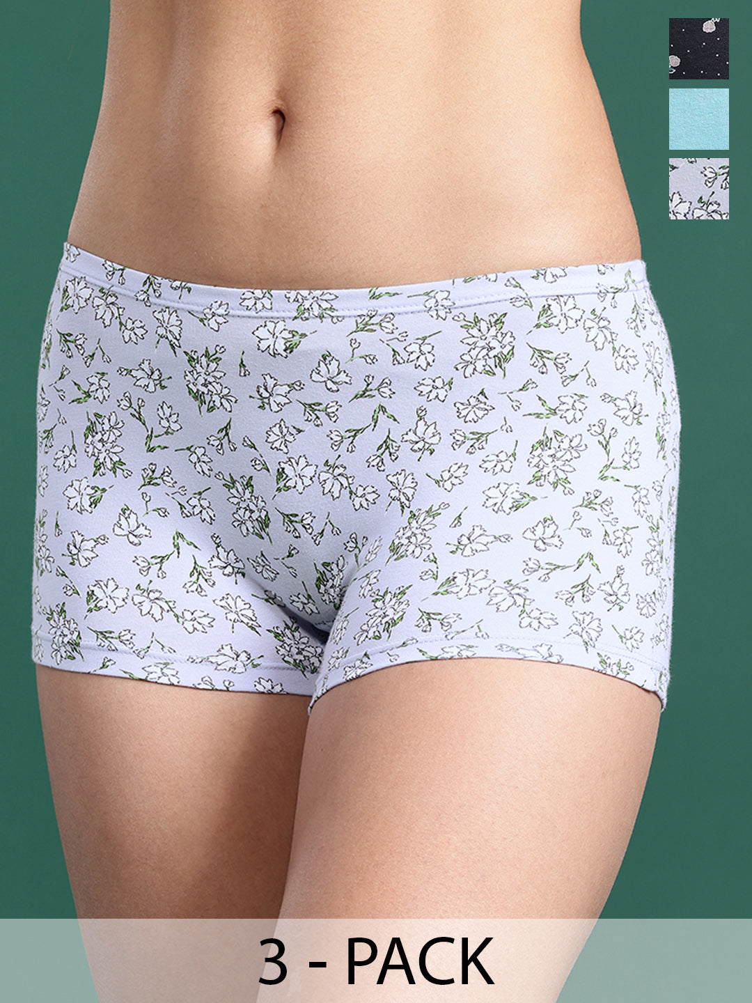 LEADING LADY Women’s Printed Mid-Rise BoyShort Brief Pack Of 3 | JOY-PR-30-3 |