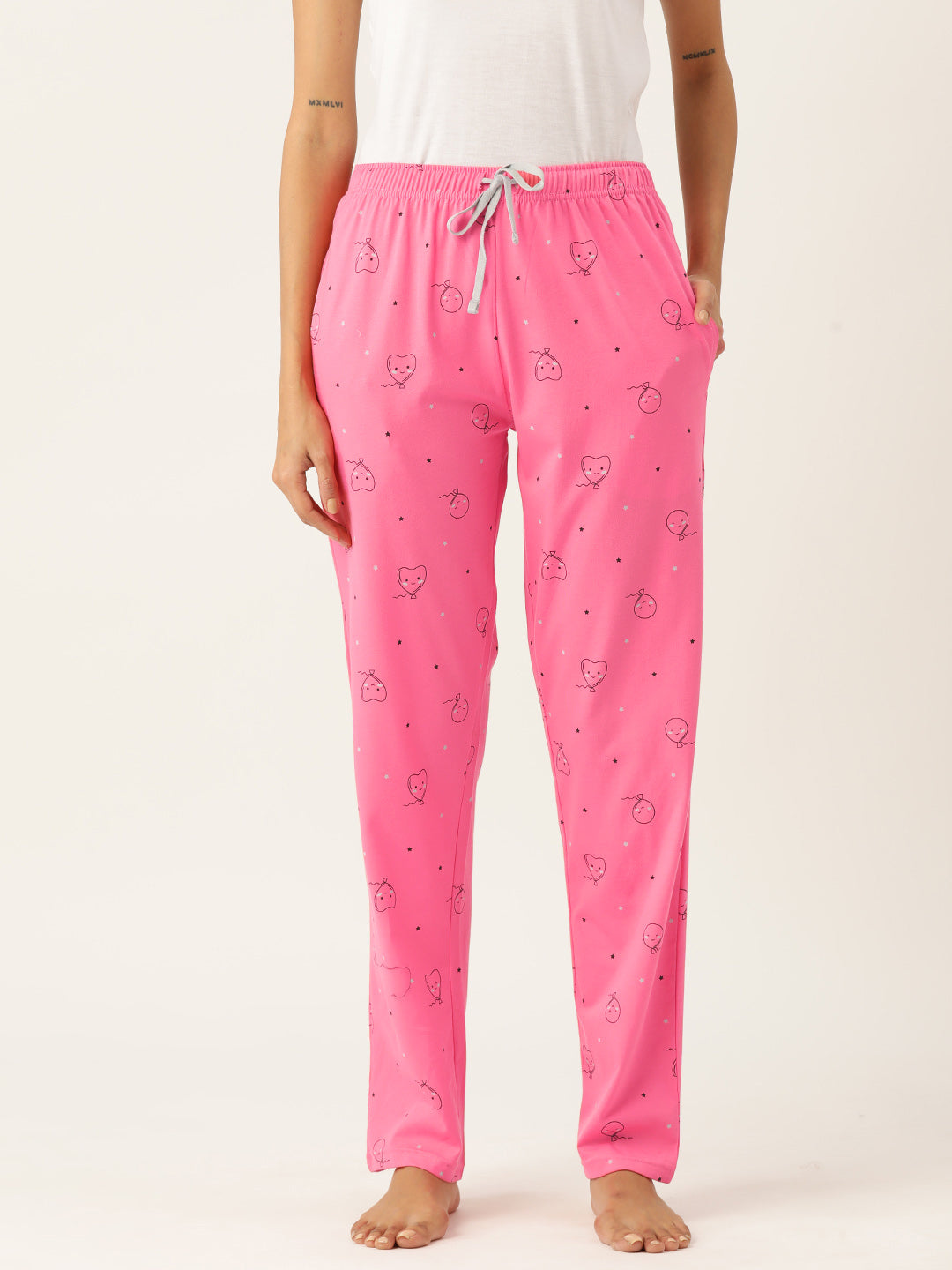 Women's Printed Cotton Pink Lounge Pants | LDLW-2321-1 |