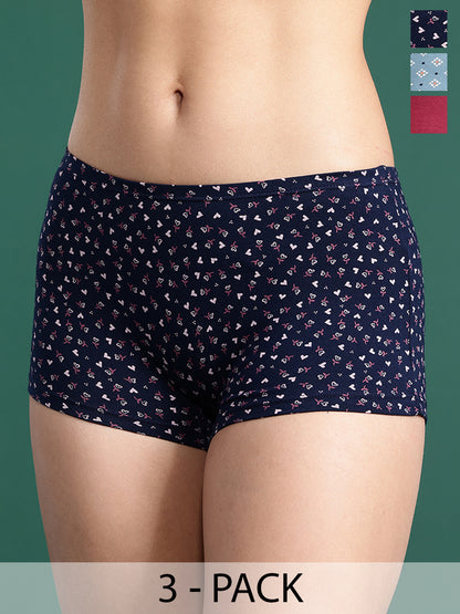 LEADING LADY Women’s Printed Mid-Rise BoyShort Brief Pack Of 3 | JOY-PR-28-3 |