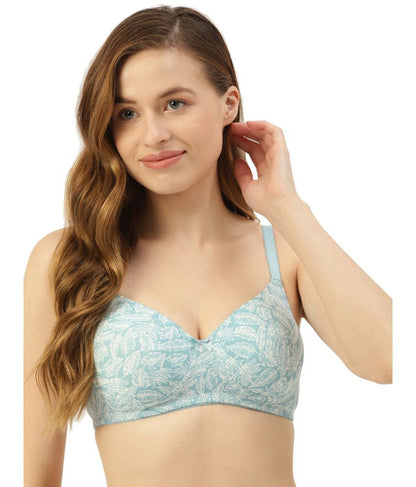 Leading Lady Women's Pack of 2 Solid & Printed T-Shirt Bra with Full Coverage and Non Wire [ BRA-4008-4056-2 ]