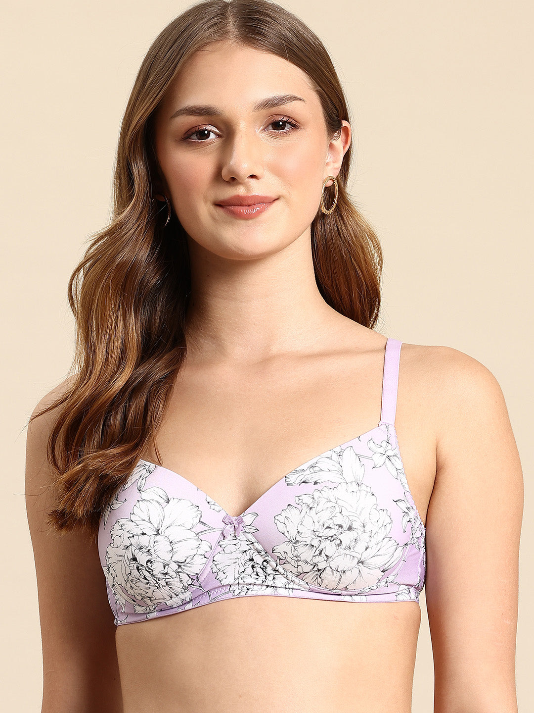 Leading Lady Women's Printed Lightly Padded Non Wired T-Shirt Bra | Full Coverage Everyday Bra [ BRA-4088-1 ]