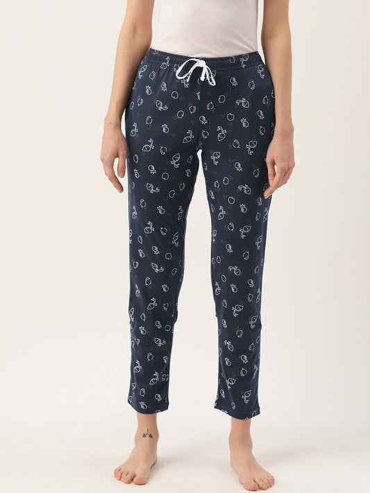 Women's Printed Cotton Navy Blue Lounge Pants | LDLW-2334-1 |