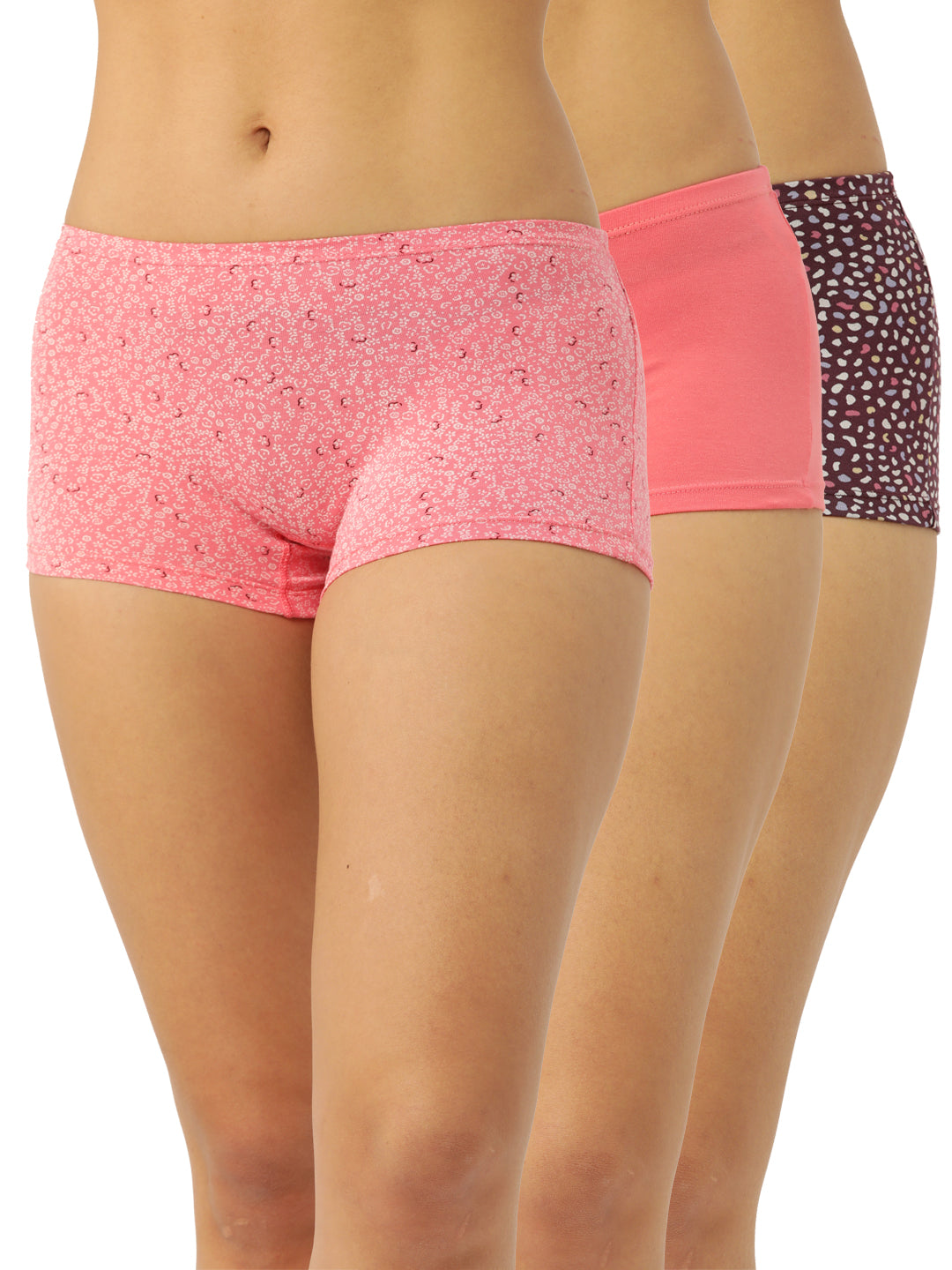 Women's Printed Mid Rise Boy Short Brief Pack fo 3