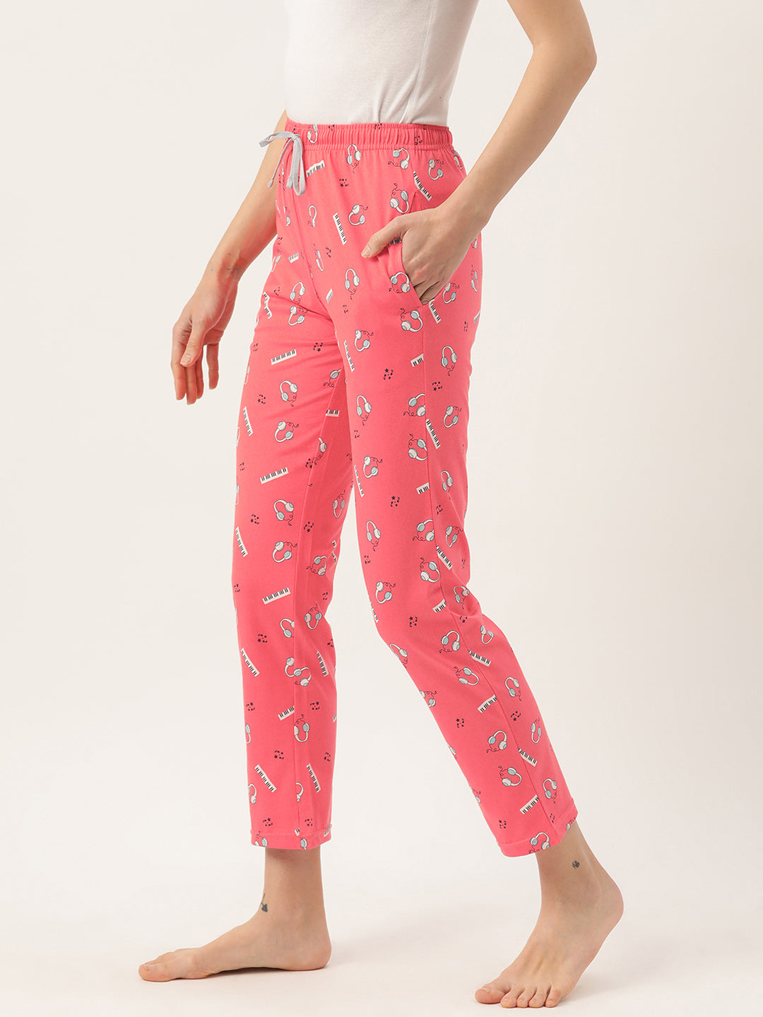 Women's Printed Cotton Coral Lounge Pants | LDLW-2331-1 |