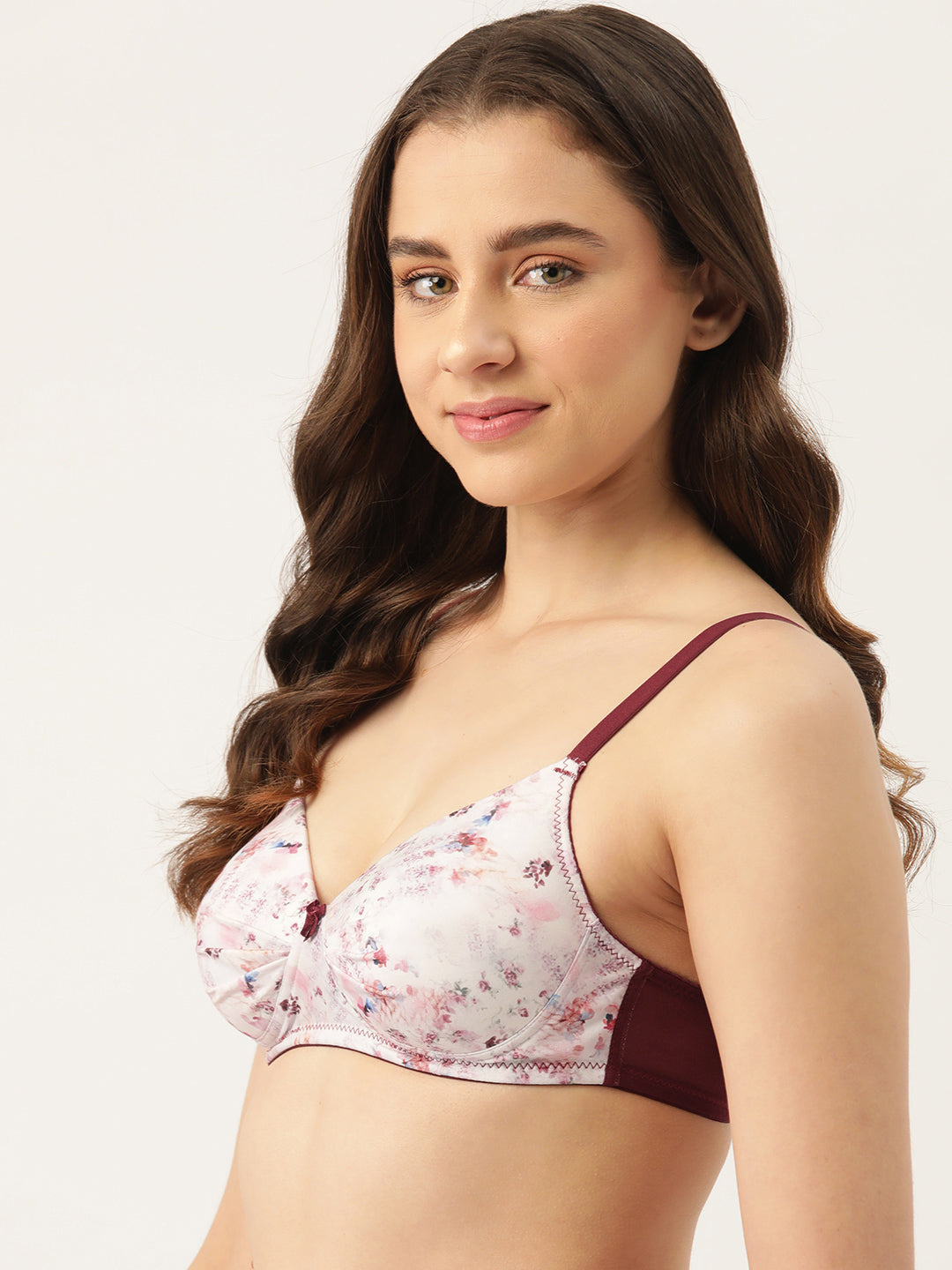 Leading Lady Women's Pack of 2 Solid & Printed T-Shirt Bra with Full Coverage and Non Wire [ BRA-4074-4060-2 ]