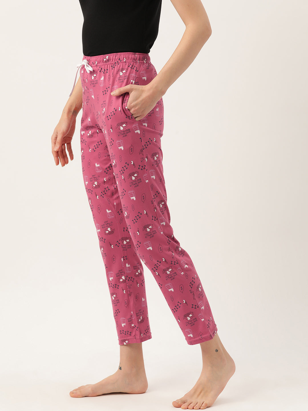 Women's Printed Cotton Pink Lounge Pants | LDLW-2332-1 |