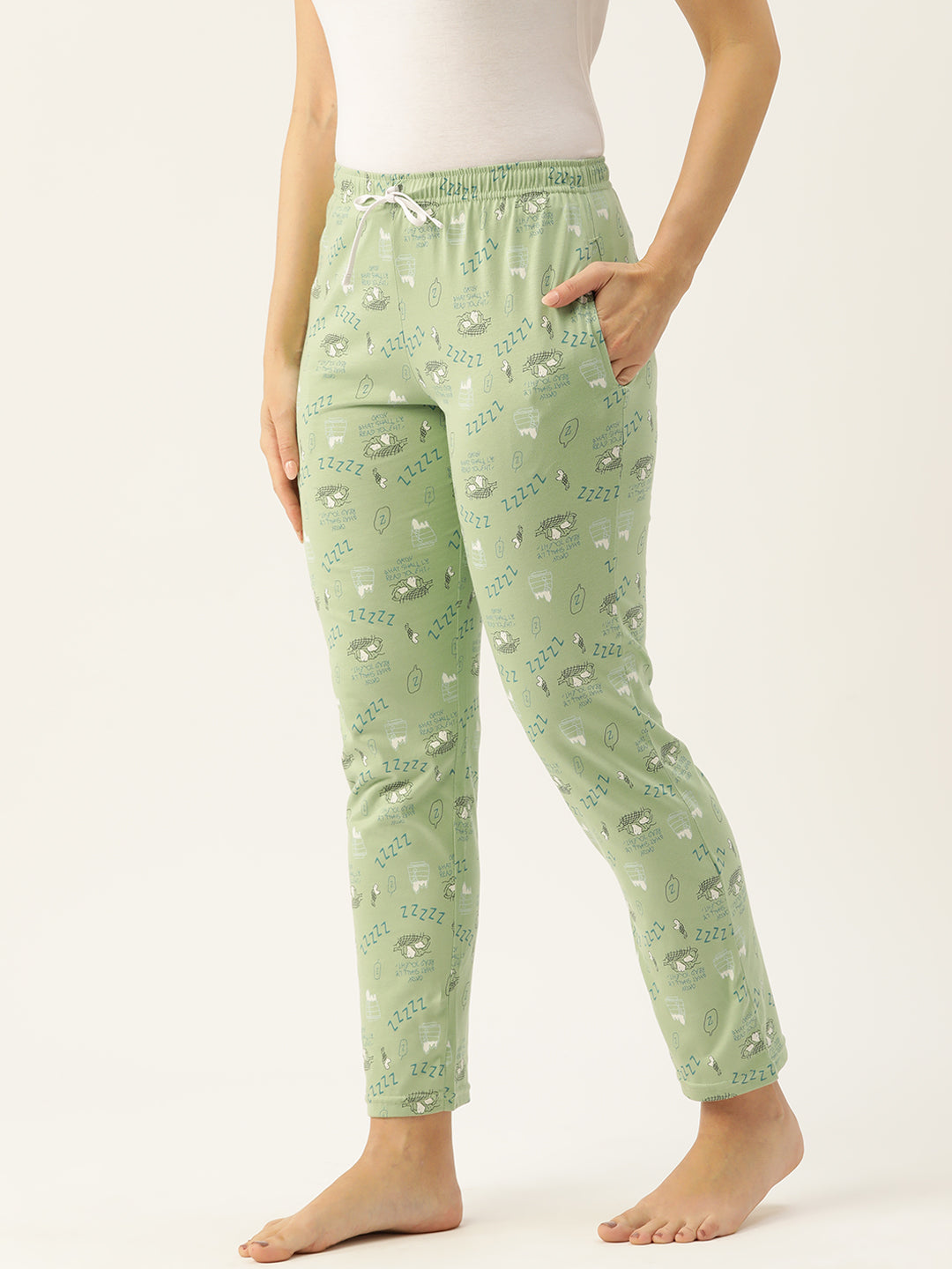 Women's Printed Cotton Sea Green Lounge Pants | LDLW-2336-1 |