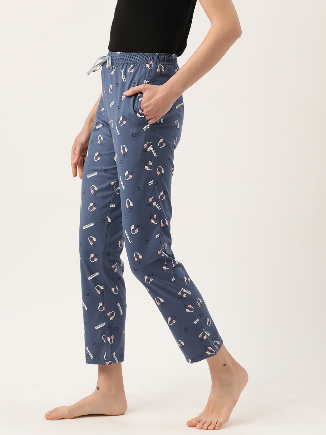 Women's Printed Cotton Navy Blue Lounge Pants | LDLW-2330-1 |