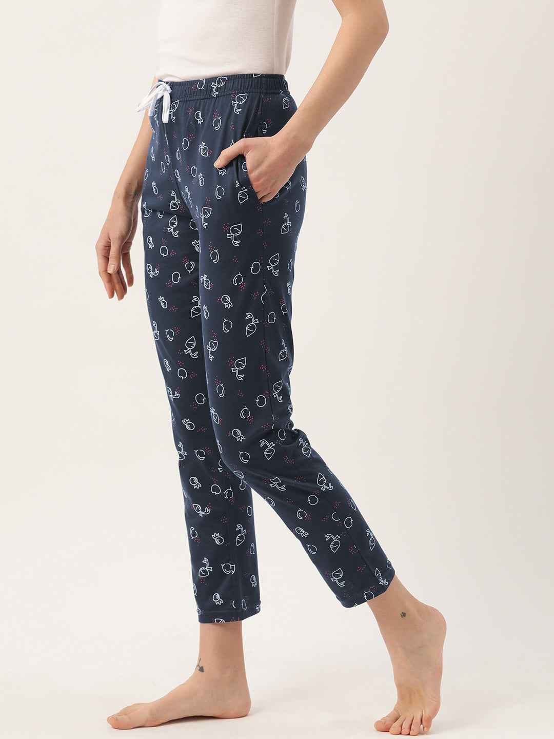 Women's Printed Cotton Navy Blue Lounge Pants | LDLW-2334-1 |