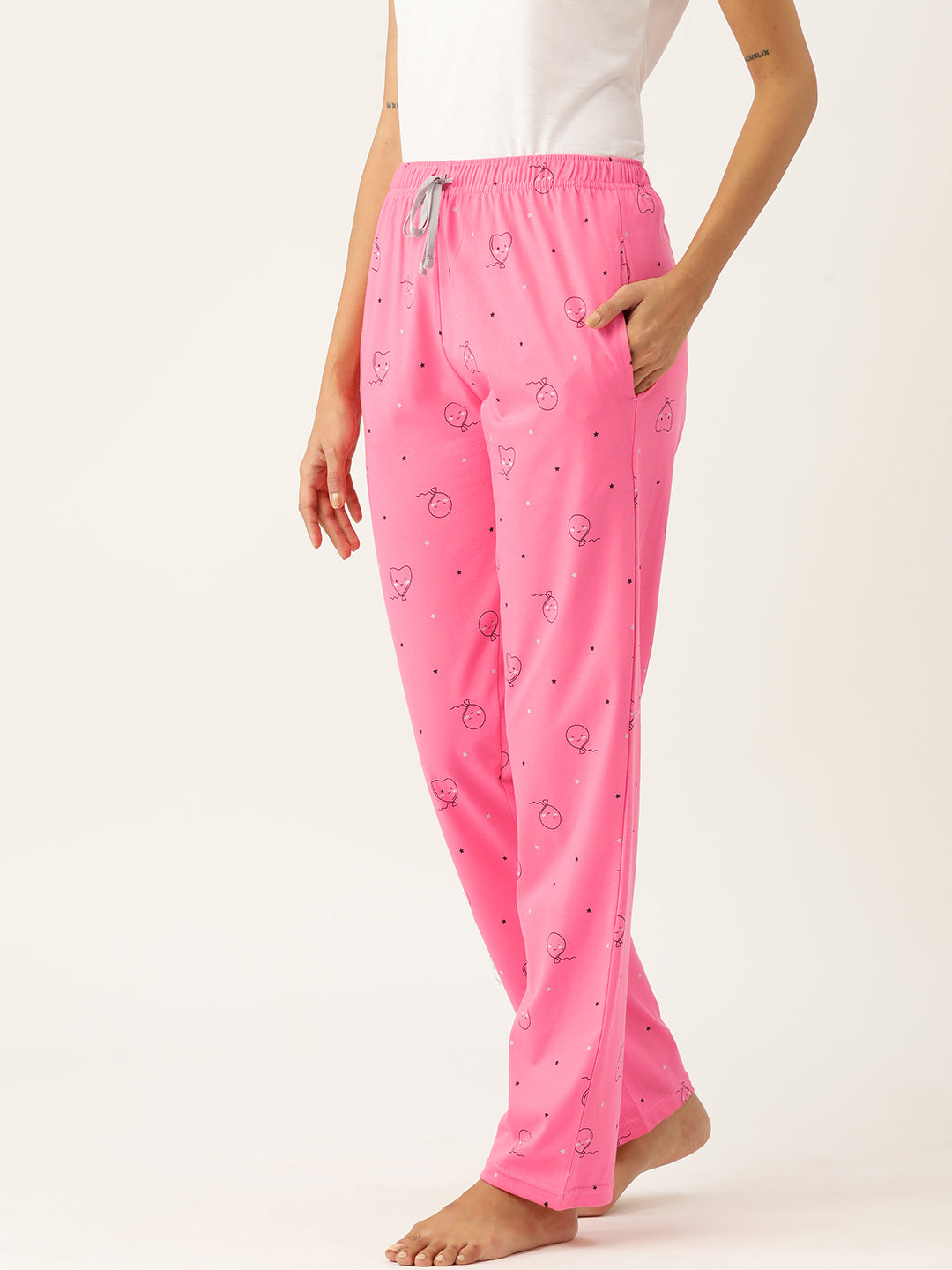 Women's Printed Cotton Pink Lounge Pants | LDLW-2321-1 |