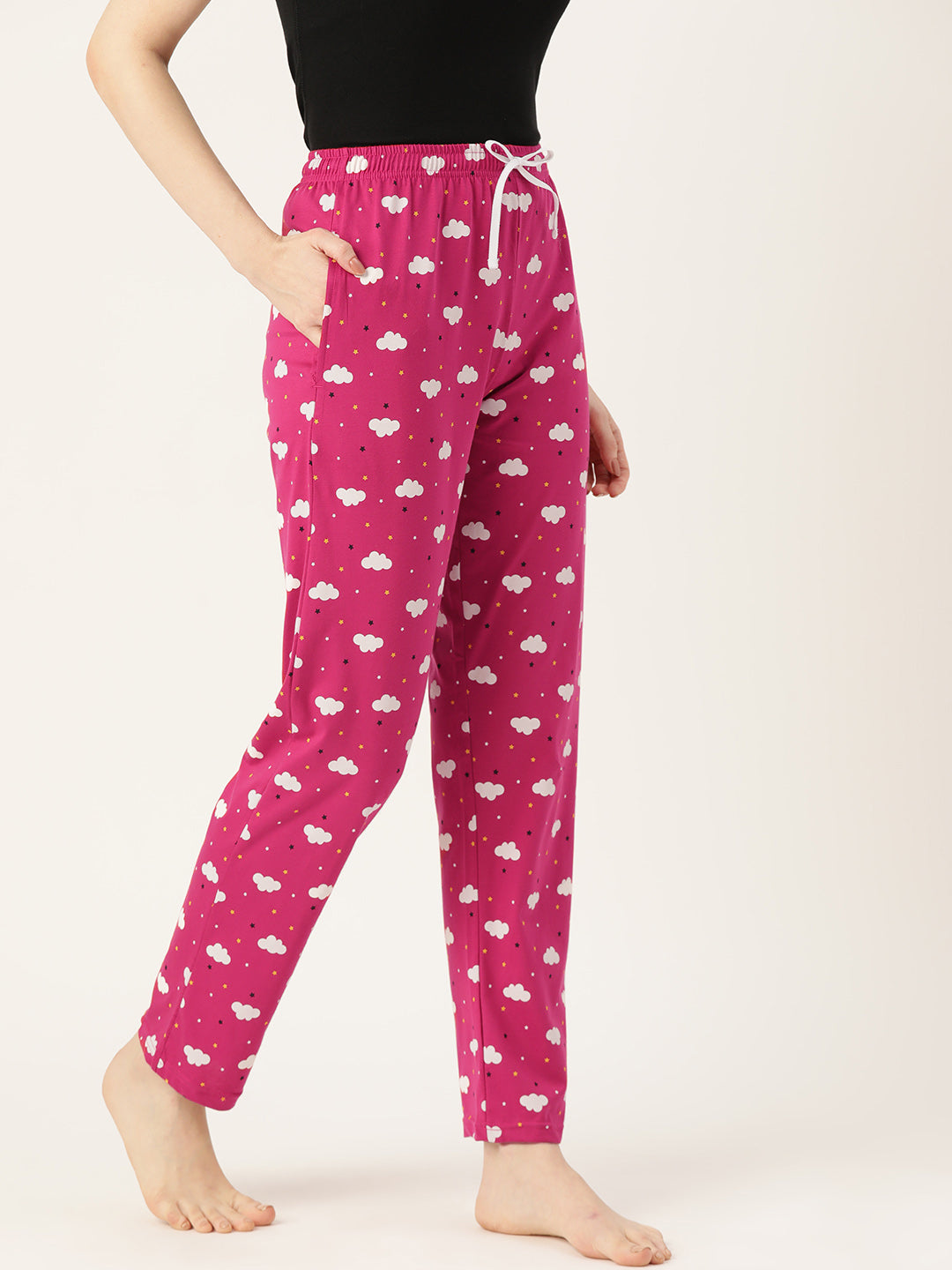 Women's Printed Cotton Magenta Lounge Pants | LDLW-2325-1 |