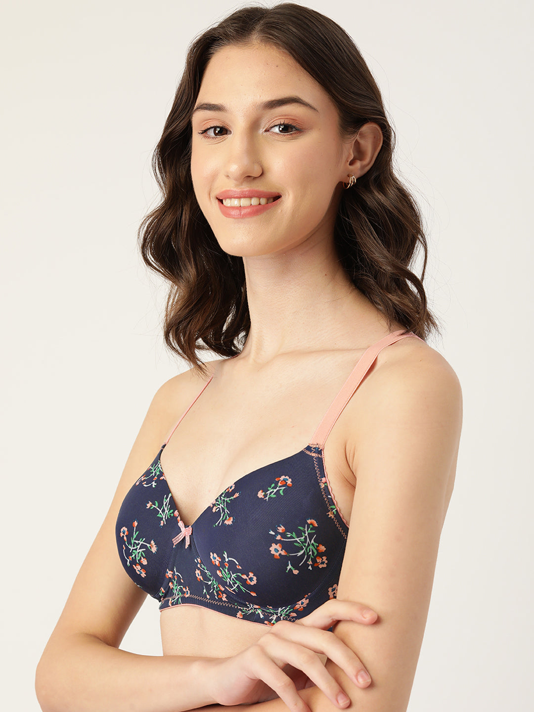 Leading Lady Women's Pack of 2 Solid & Printed T-Shirt Bra with Full Coverage and Non Wire [ BRA-4023-4072-2 ]