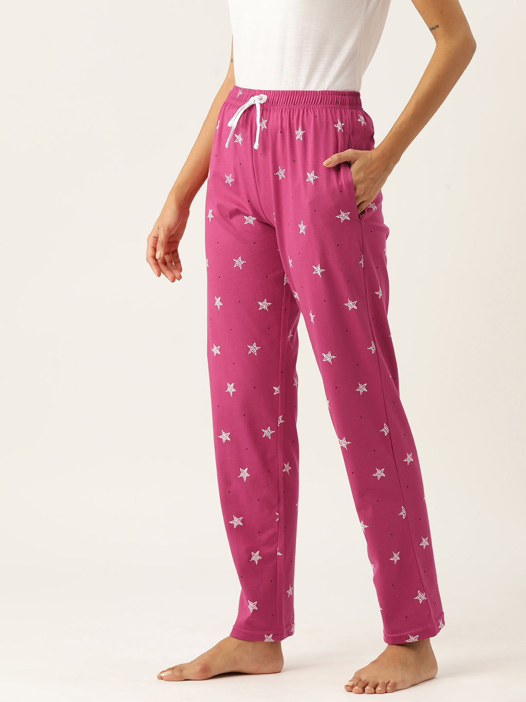 Women's Printed Cotton Pink Lounge Pants | LDLW-2322-1 |