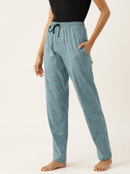 Women's Printed Cotton Sea Green Lounge Pants | LDLW-2320-1 |