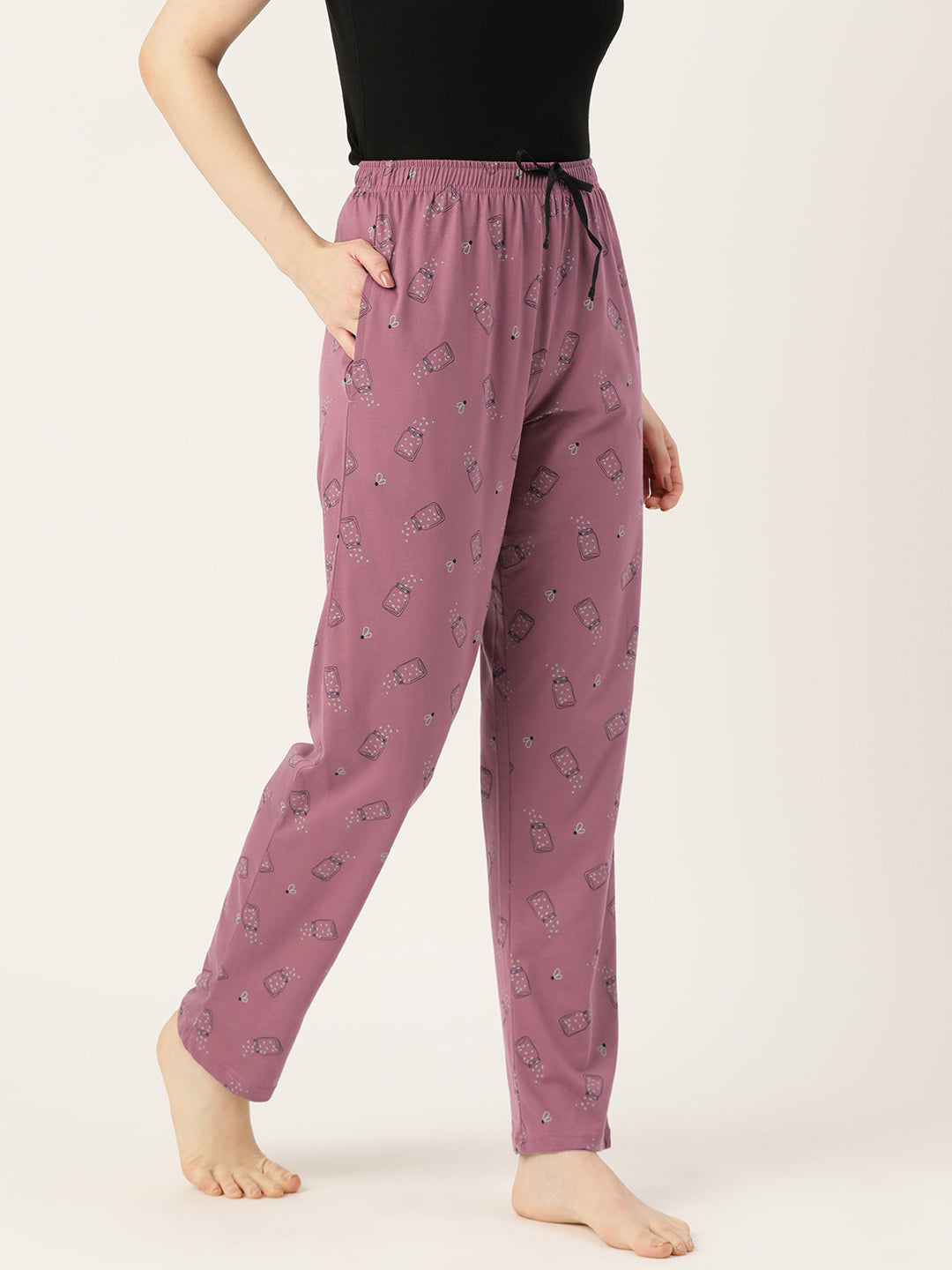 Women's Printed Cotton Mauve Lounge Pants | LDLW-2328-1 |