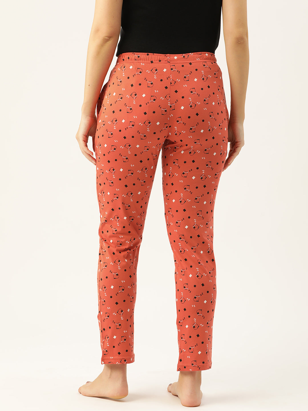 Women's Printed Cotton Orange Lounge Pants | LDLW-2335-1 |