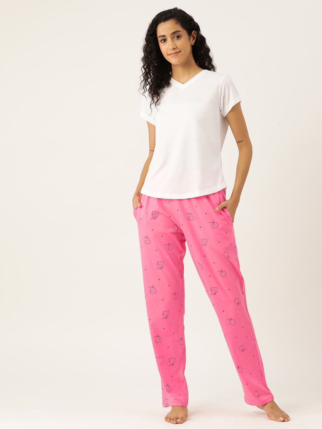 Women's Printed Cotton Pink Lounge Pants | LDLW-2321-1 |