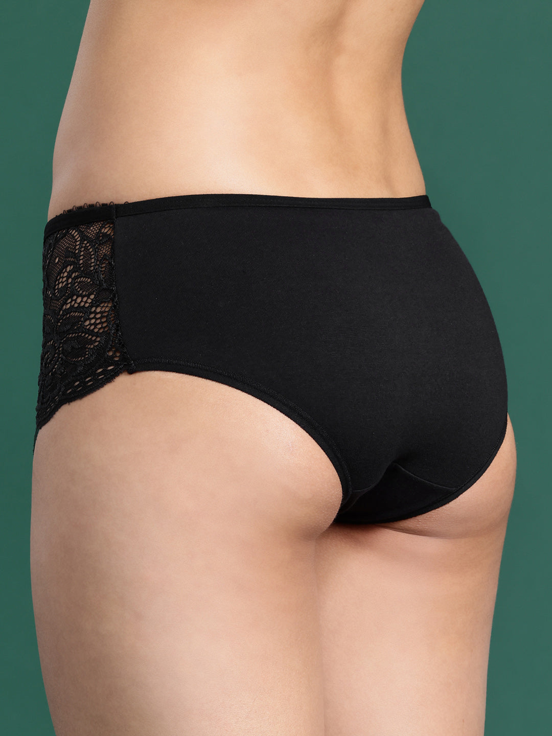 LEADING LADY Women’s Solid Pack of 2 Mid-Rise Laced Hipster Briefs | PN2587-BK-SKN-2 |