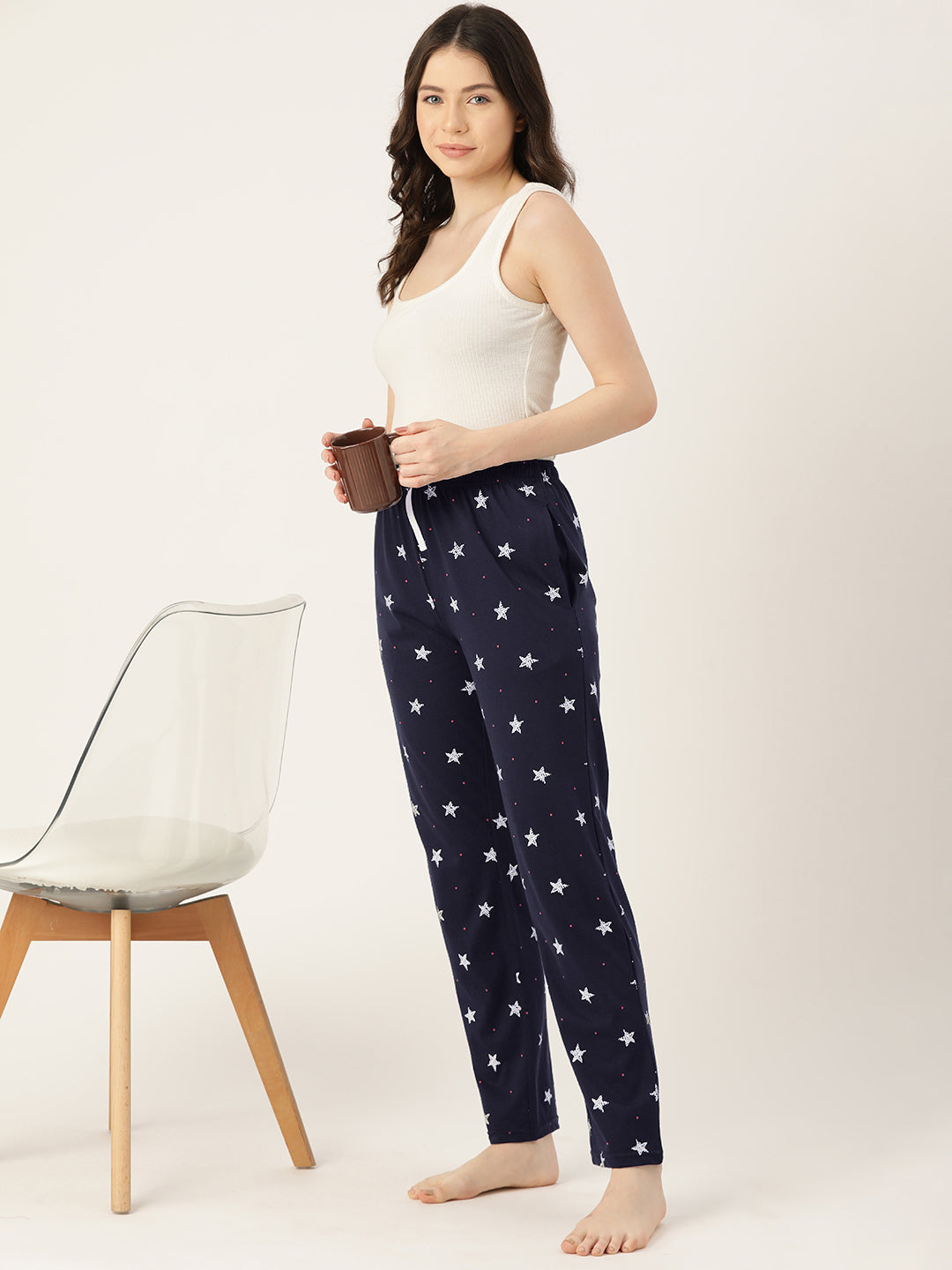 Women's Printed Cotton Navy Blue Lounge Pants | LDLW-2327-1 |