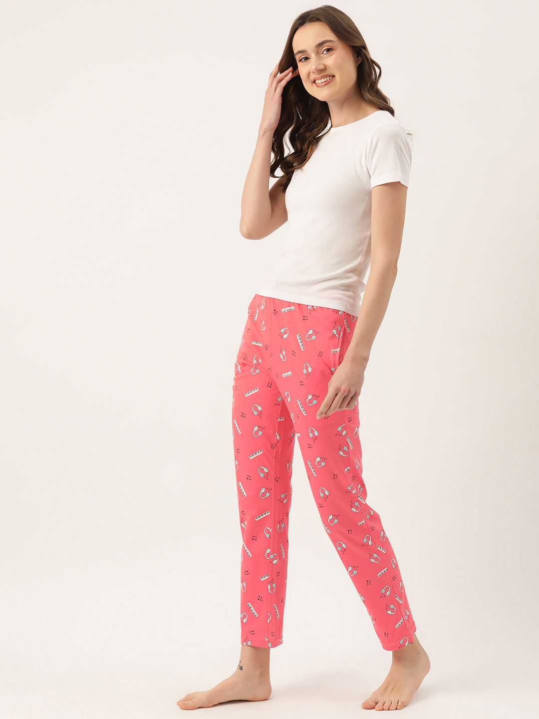 Women's Printed Cotton Coral Lounge Pants | LDLW-2331-1 |