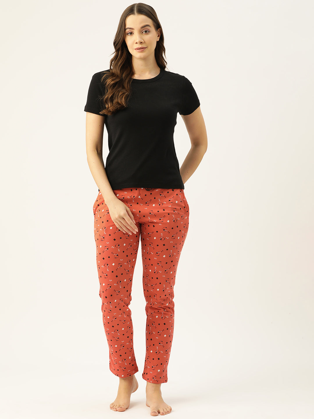 Women's Printed Cotton Orange Lounge Pants | LDLW-2335-1 |