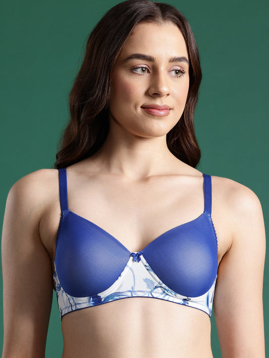 LEADING LADY Leading Lady Women's Printed Lightly Padded Women T-Shirt Bra Blue BRA-4071-1 Leading Lady