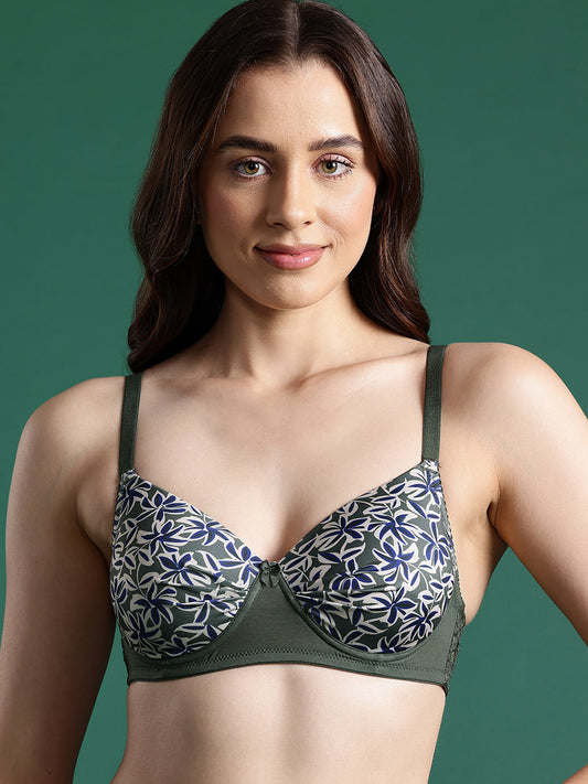 LEADING LADY Leading Lady Women's Printed Lightly Padded Women T-Shirt Bra Green BRA-4070-1 Leading Lady