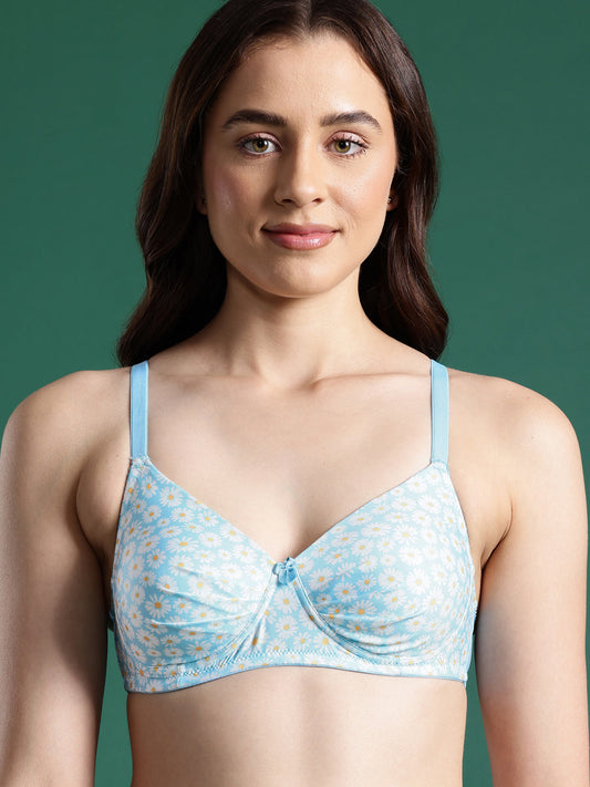 LEADING LADY Leading Lady Women's Printed Lightly Padded Women T-Shirt Bra Sky Blue BRA-4066-1 Leading Lady