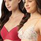 Leading Lady Women's Pack of 2 Solid & Printed T-Shirt Bra with Full Coverage and Non Wire [ BRA-4078-4060-2 ]