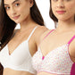 Leading Lady Women's Pack of 2 Solid & Printed T-Shirt Bra with Full Coverage and Non Wire [ BRA-4077-4056-2 ]