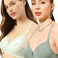 Leading Lady Women's Pack of 2 Solid & Printed T-Shirt Bra with Full Coverage and Non Wire [ BRA-4009-4053-2 ]