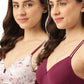 Leading Lady Women's Pack of 2 Solid & Printed T-Shirt Bra with Full Coverage and Non Wire [ BRA-4074-4079-2 ]