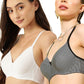 Leading Lady Women's Pack of 2 Solid & Printed T-Shirt Bra with Full Coverage and Non Wire [ BRA-4028-4056 ]