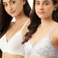 Leading Lady Women's Pack of 2 Solid & Printed T-Shirt Bra with Full Coverage and Non Wire [ BRA-4075-4056-2 ]