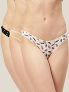 Women Printed Low-Rise Thong Panty Pack of-3 | Bird | Leading Lady