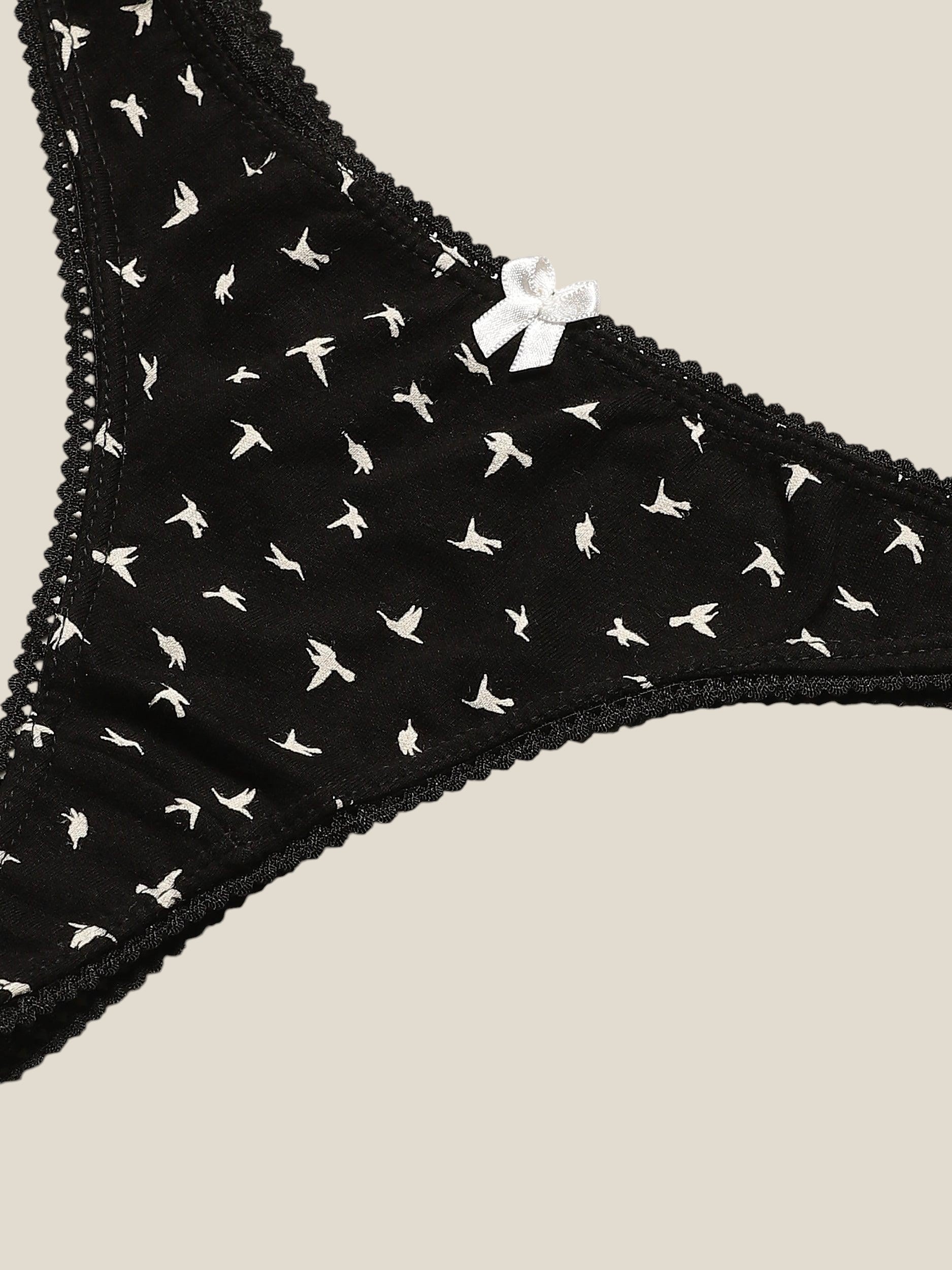 Women Printed Low-Rise Thong Panty Pack of-3 | Bird | Leading Lady