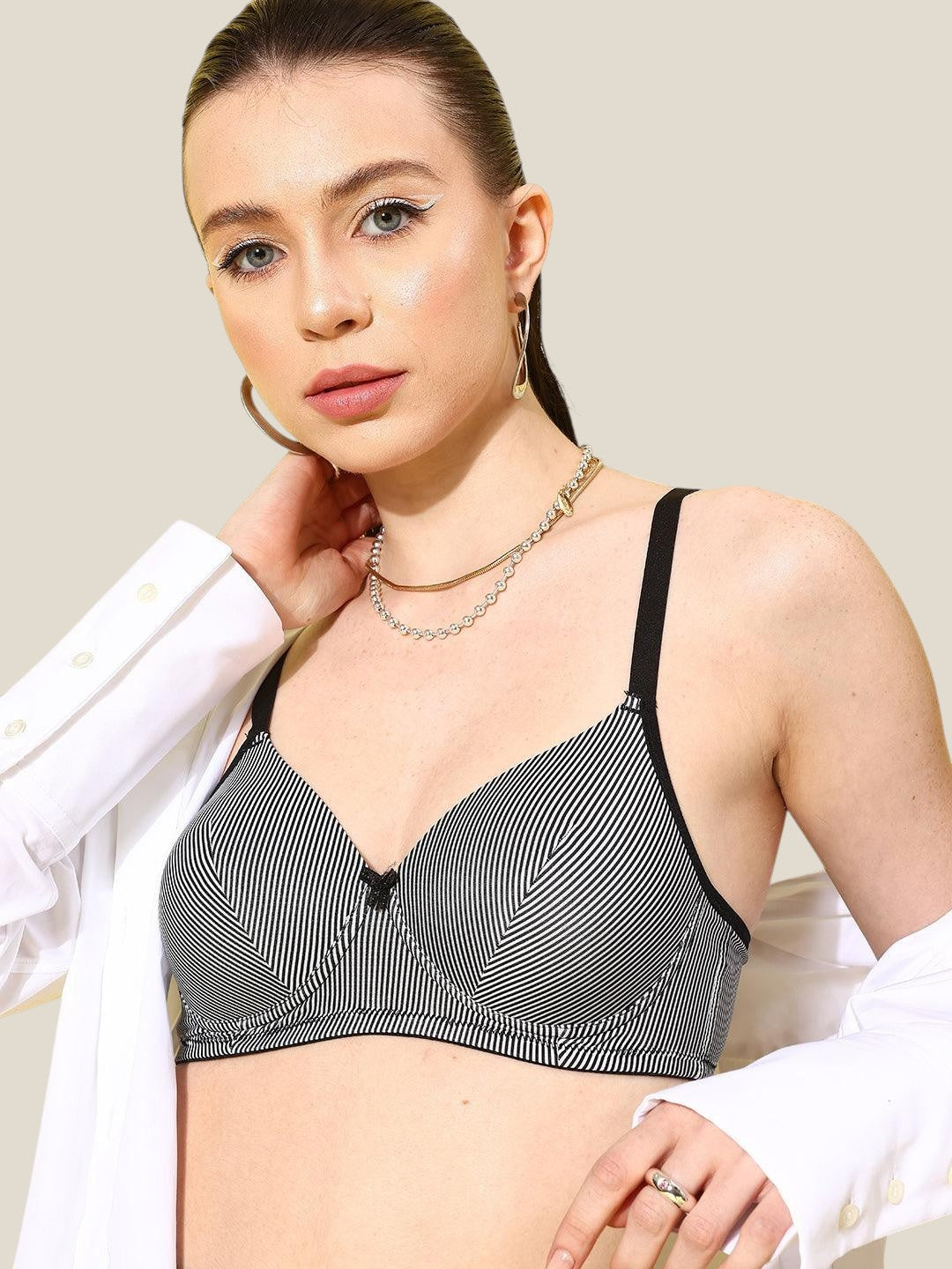 Women's Black Printed Lightly Padded Bra | BRA-4028-1 | Leading Lady