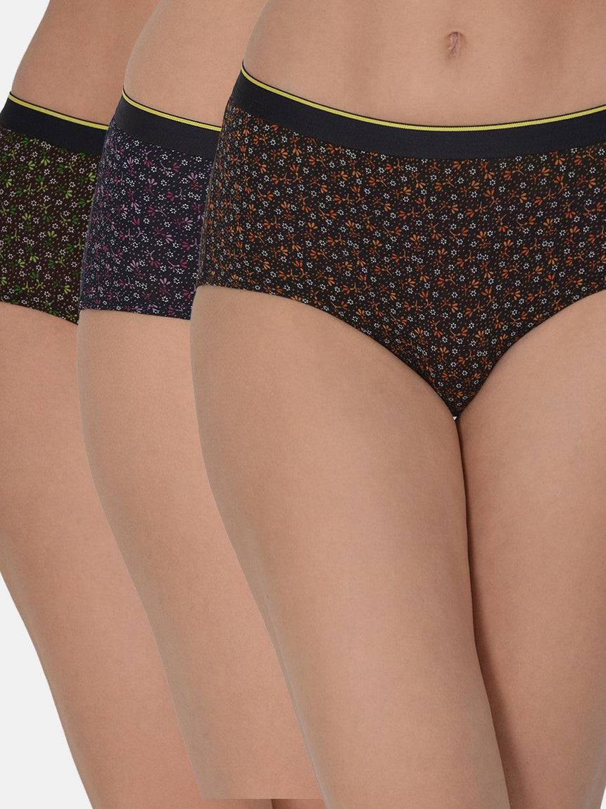 Women's Printed 4 way Stretch Hipster Brief Pack of 3 with Modal Fabric | MM-HIPSTER-PR001-3 | Leading Lady
