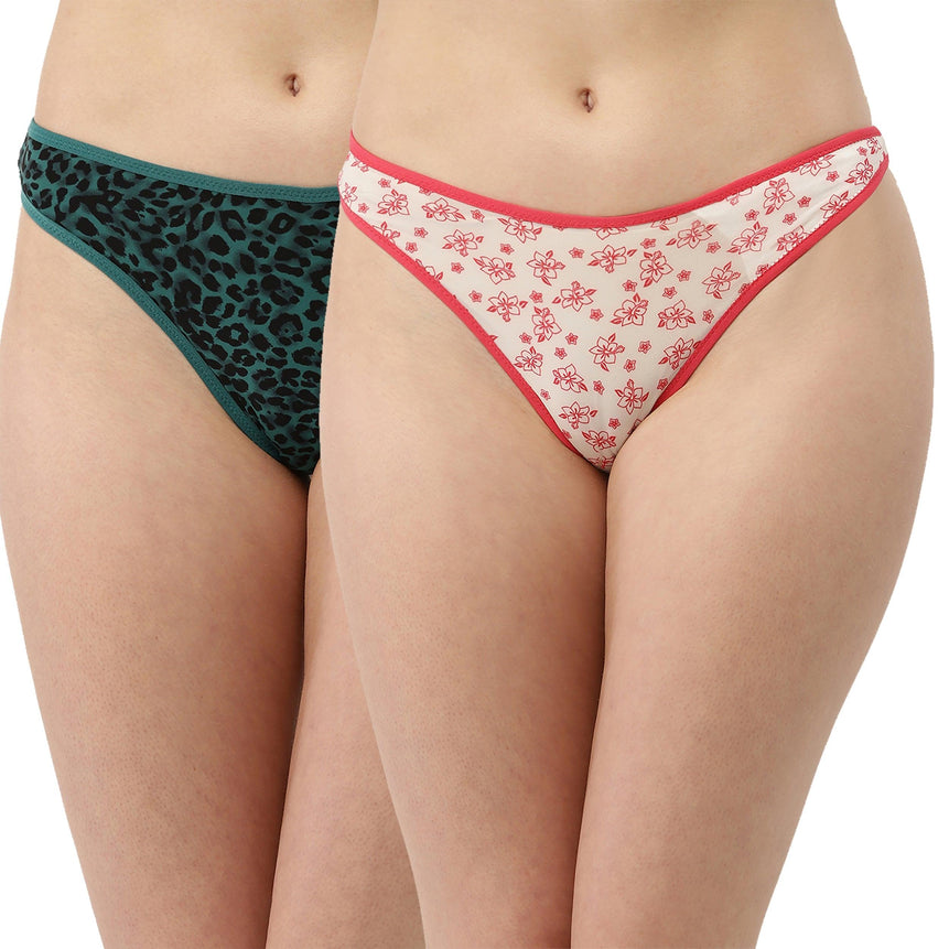 Women’s Printed Mid-Rise Thong Panty for Sexy Look | TG-7001-02-2 | Leading Lady