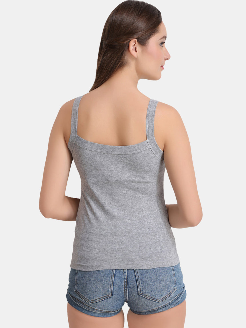 Women's Solid Grey Pure Cotton Camisole | CAMI-MG-1 | Leading Lady