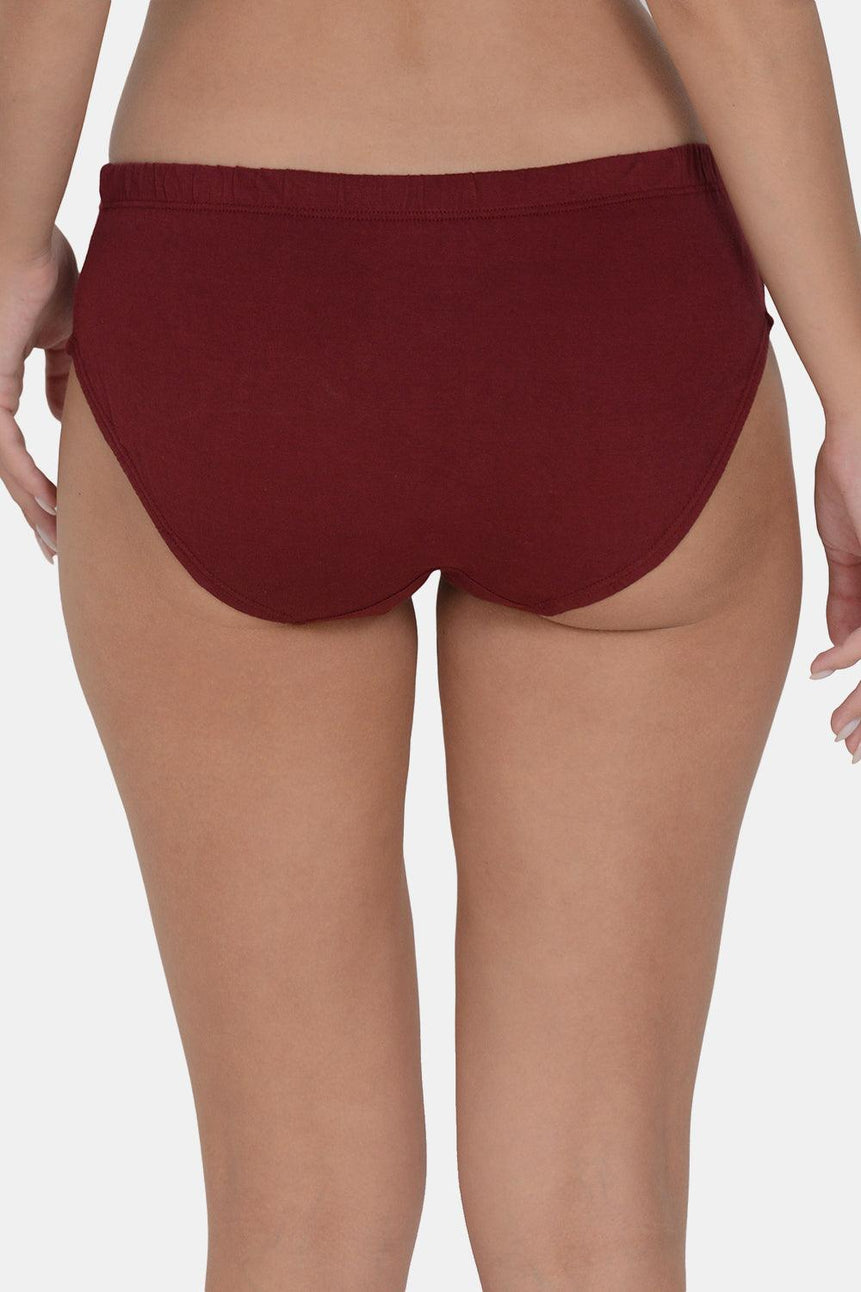 Women’s Solid Maroon Mid-Rise Hipster Brief | DP-100-MR-1 | Leading Lady