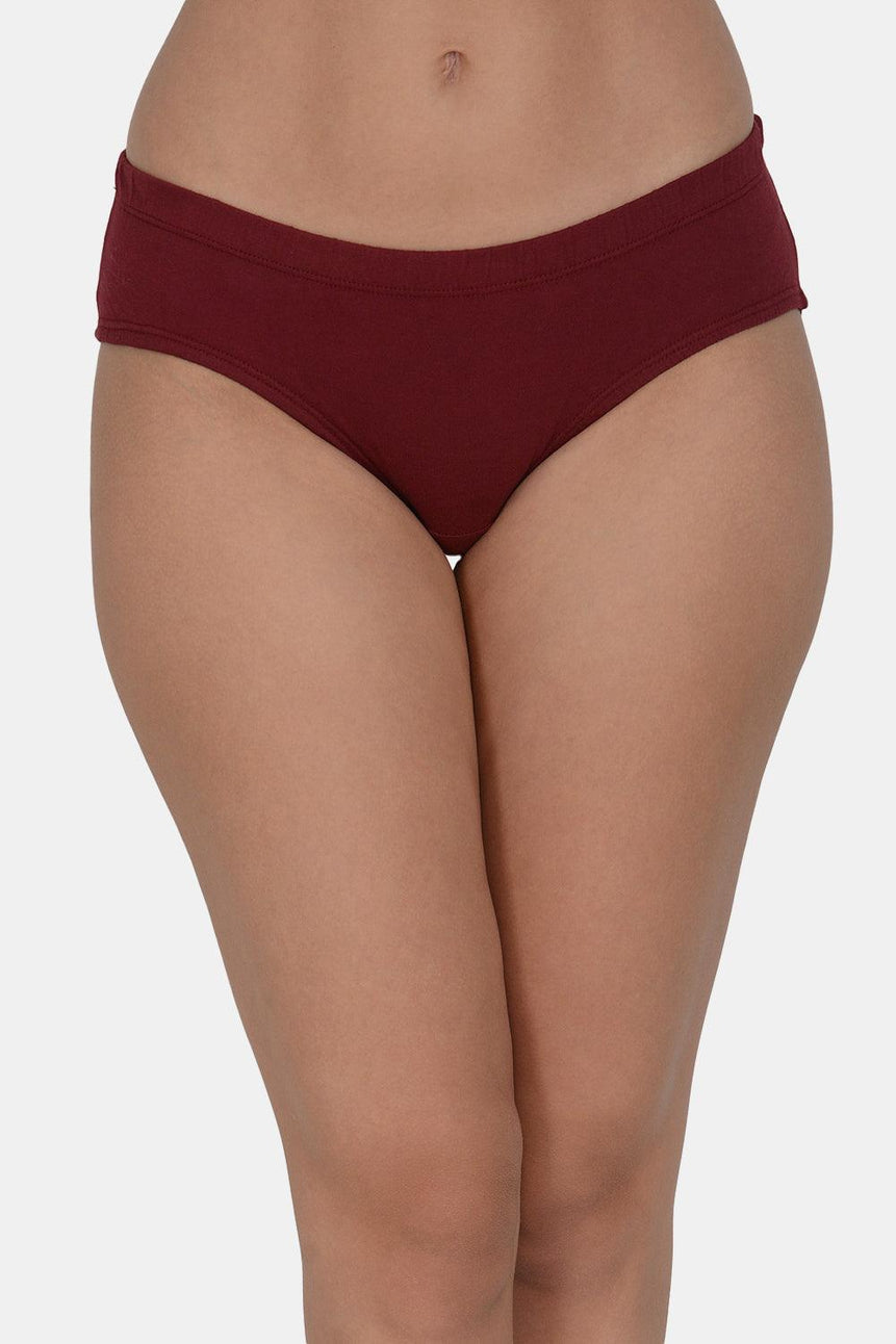 Women’s Solid Maroon Mid-Rise Hipster Brief | DP-100-MR-1 | Leading Lady
